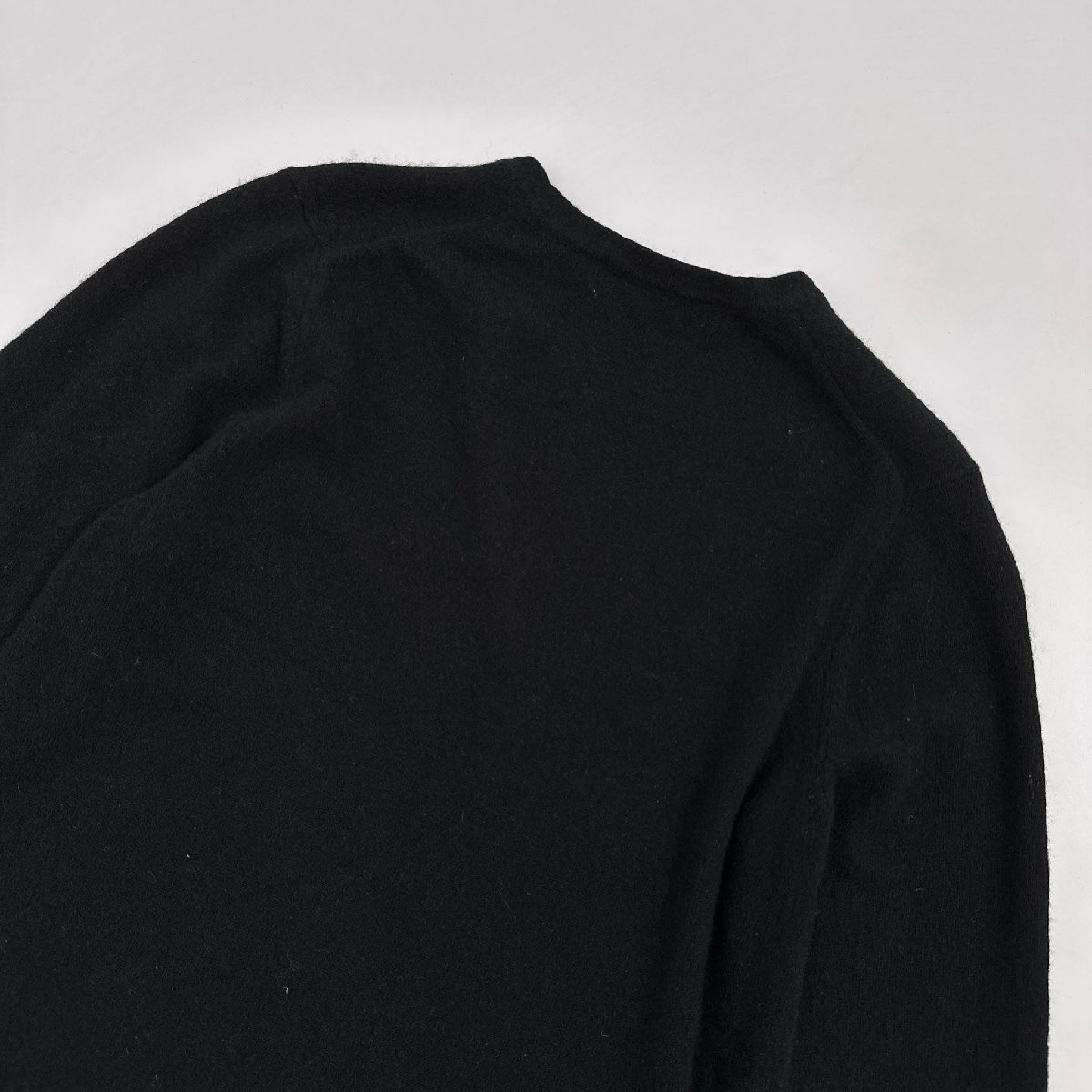 カシミヤ100%◆Cosmo Polaris カシミアウール クルーネック 長袖 ニット セーター LLサイズ/ブラック 黒/レディース_画像6