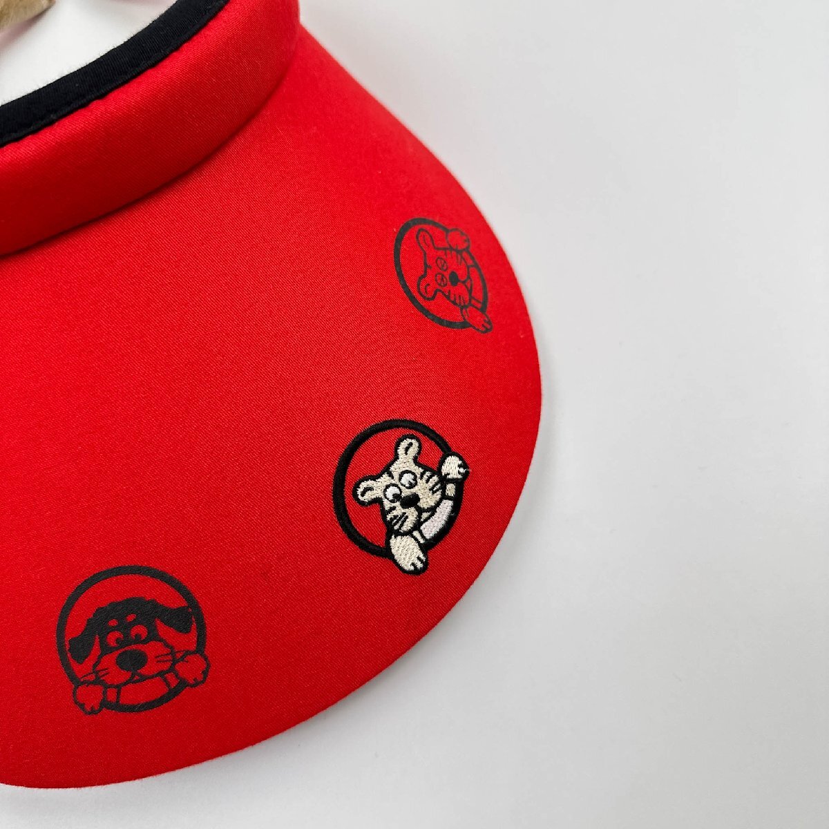 Kolwin コルウィン キャラ刺繍 サンバイザー キャップ 帽子 フリーサイズ/赤/レッド/ゴルフ 日本製_画像3