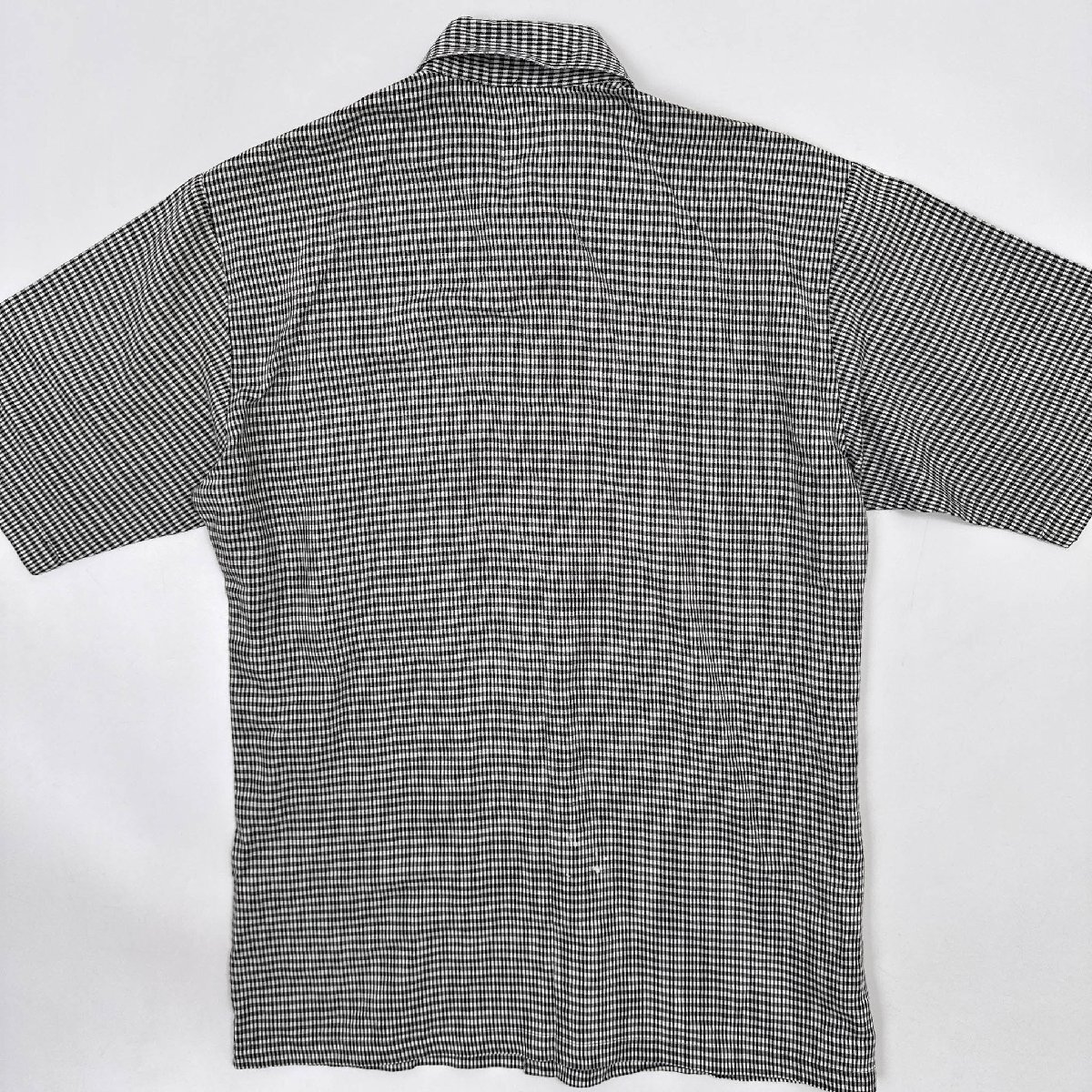 linen.*BLACKPIA черный Piaa в клетку рубашка с коротким рукавом ( M ) / мужской джентльмен Leica сделано в Японии лен 