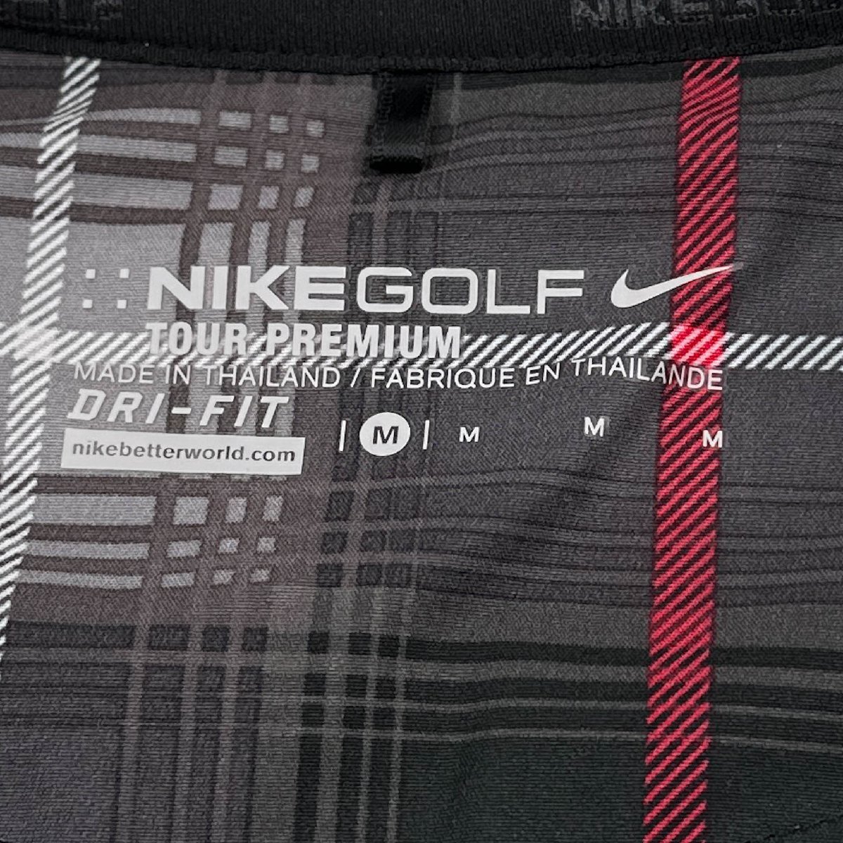 NIKE GOLF ナイキゴルフ DRI-FIT TOUR PREMIUM チェック柄 半袖 ドライ ポロシャツ Mサイズ / グレー系 メンズ スポーツ_画像6