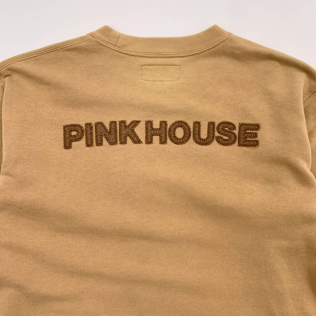 PINK HOUSE ピンクハウス チェック柄ロゴ スウェット トレーナー ベージュ サイズ M_画像6