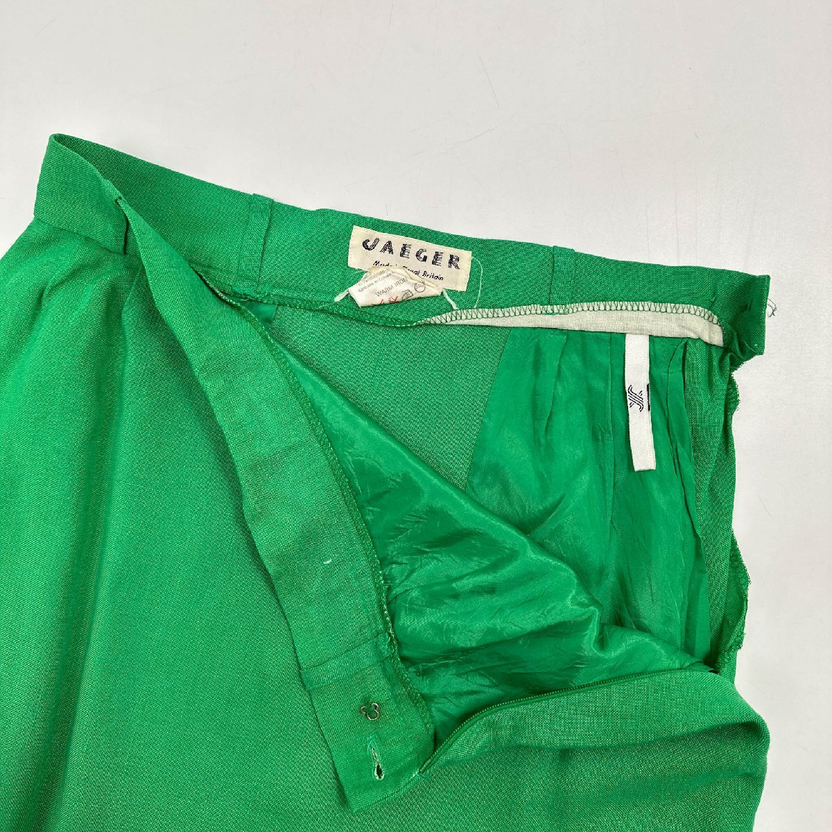 イギリス製◆JAEGER イエーガー バックスリット入り タイトスカート W 66cm/グリーン 緑/レディース 英国製 ビンテージ_画像4