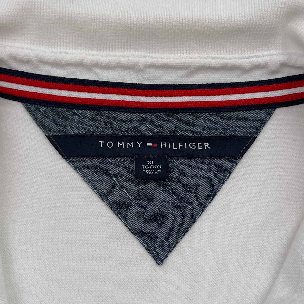 TOMMY HILFIGER トミーヒルフィガー フラッグ デザイン 鹿の子 半袖 ポロシャツ XL /白/ホワイト/メンズ/ビッグサイズ_画像5
