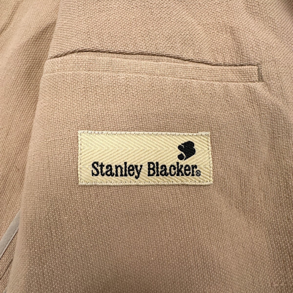 Stanley Blacker スタンリーブラッカー コットン&リネン系 ライト 4B テーラードジャケット コート / メンズ ベージュ 薄手 背抜き_画像6