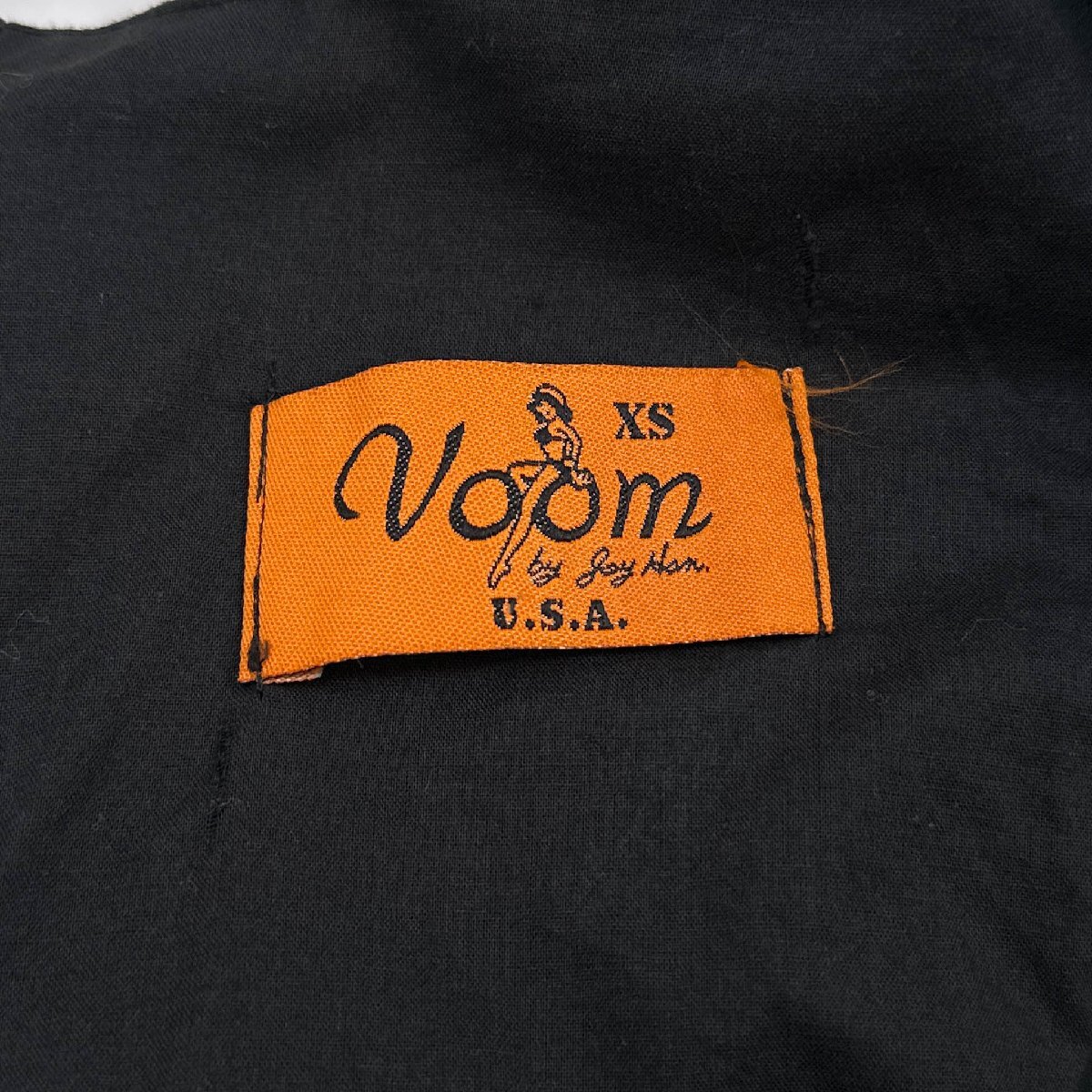 USA製 Voom 鳥刺繍 デザイン Vネック パフスリーブ 半袖 ワンピース ドレス XS /黒/ブラック/レディース/ビンテージ/古着/米国製_画像9