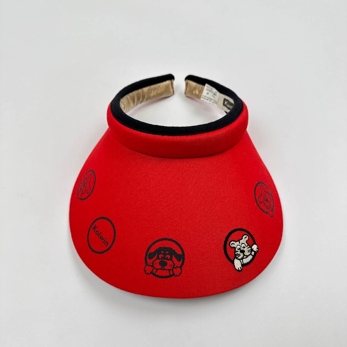 Kolwin コルウィン キャラ刺繍 サンバイザー キャップ 帽子 フリーサイズ/赤/レッド/ゴルフ 日本製_画像2