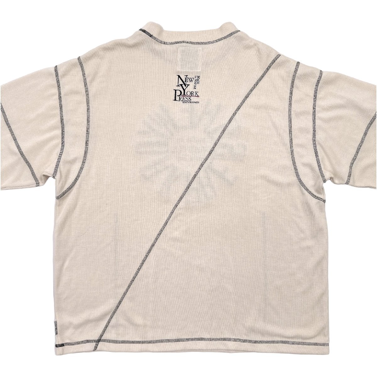 NEW YORK PRESS 立体BIG刺繍 サマーニット セーター シャツ /アイボリー/メンズ/古着/ビンテージ/ビッグサイズ_画像8