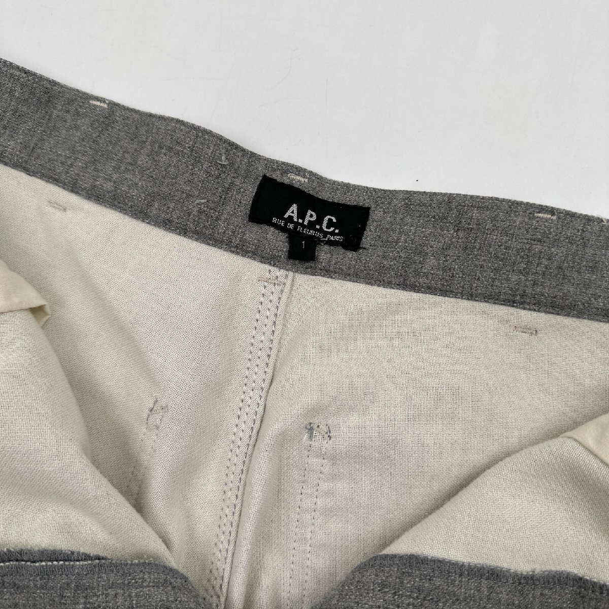 フランス製◆A.P.C. APC アーペーセー ウール&コットン スラックスパンツ ボトムス サイズ 1/グレー 系/ririジッパー_画像9