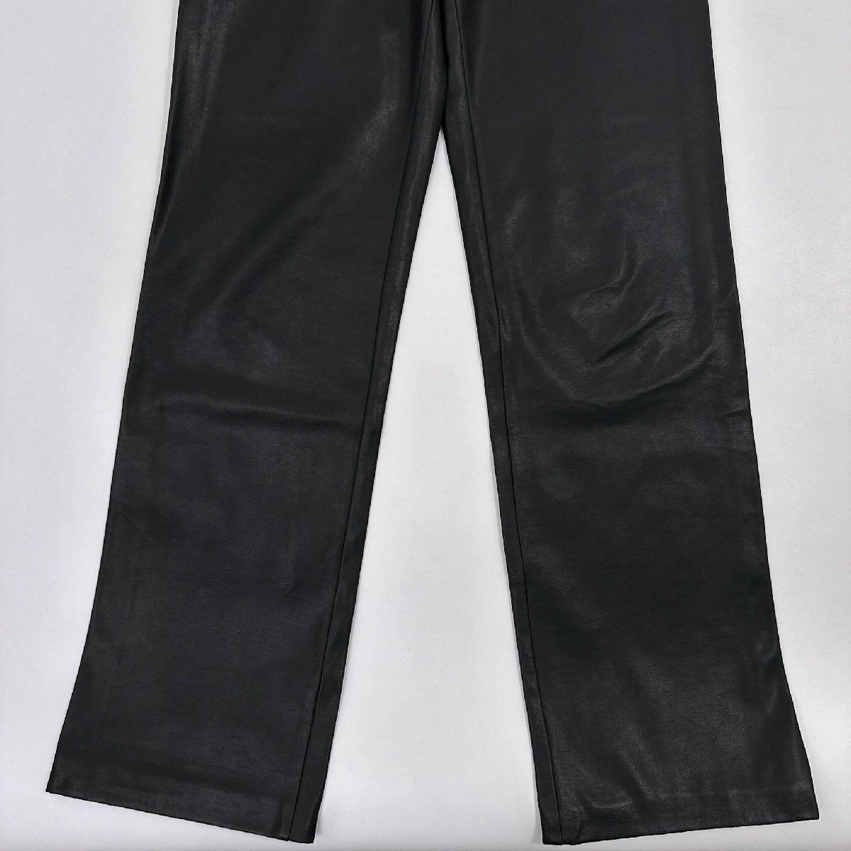 AMNESIA アムネシア フェイクレザー パンツ スラックス ストレッチ サイズ 1/黒/ブラック/フランス製_画像3