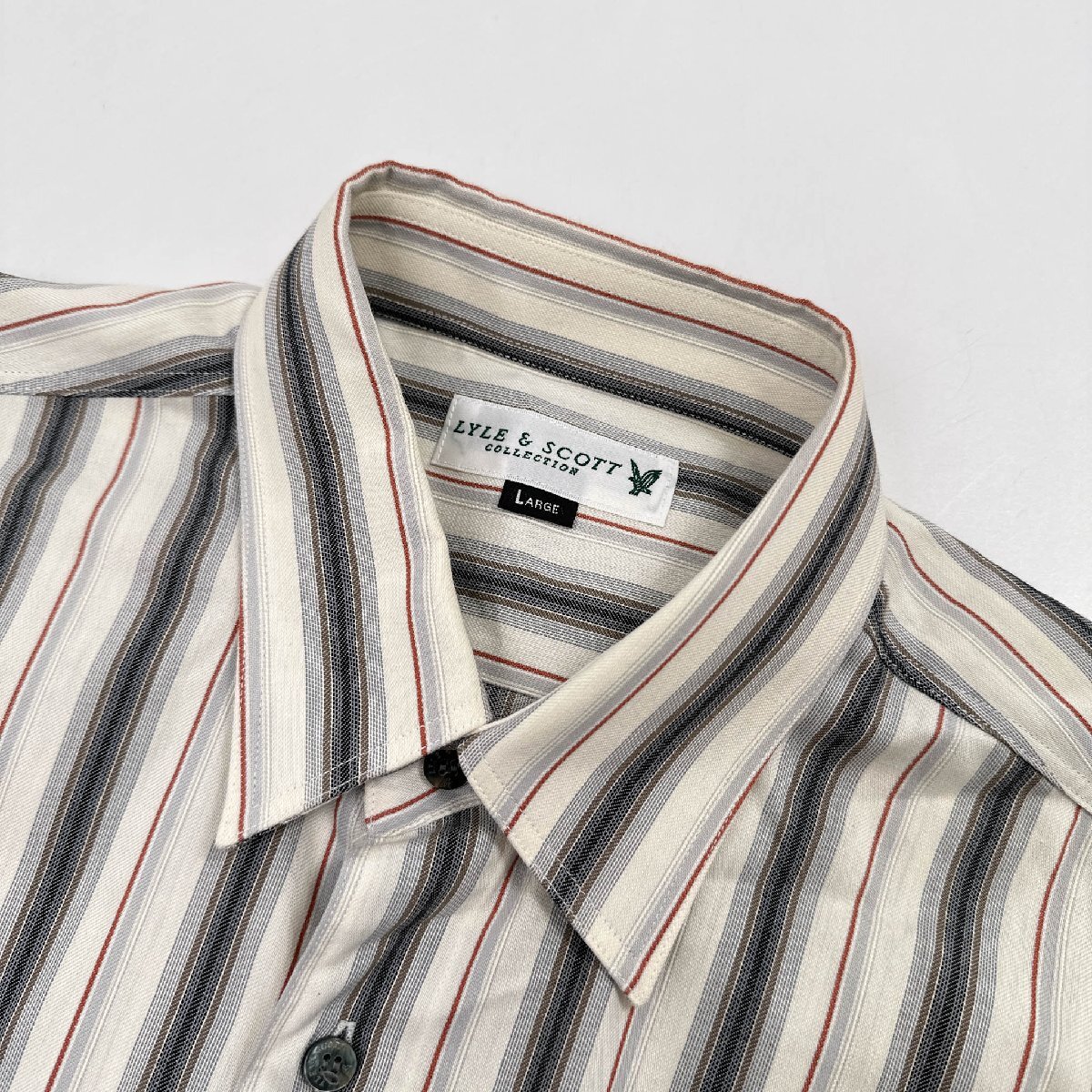 LYLE&SCOTTla il & Scott stripe pattern long sleeve shirt L size / men's casual Golf made in Japan 