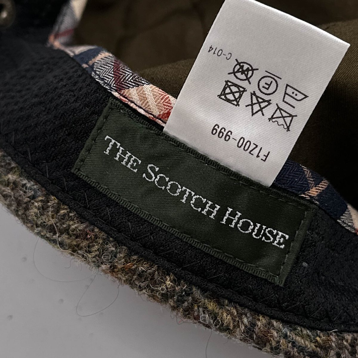 THE SCOTCH HOUSE スコッチハウス Harris Tweed チェック柄 ウール ハンチング 帽子 キャップ_画像8