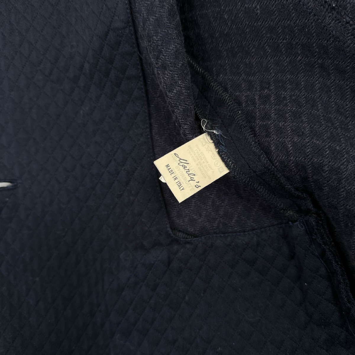 上下◆イタリア製 Morly's レトロ セットアップ スーツ キルティング 半袖 ノーカラージャケット スカート デザインボタン 40/ネイビー_画像5