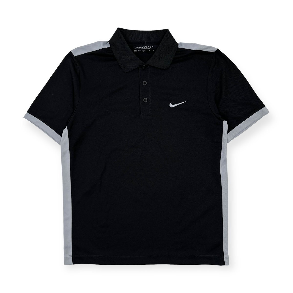 NIKE GOLF ナイキ ゴルフ DRI-FIT ロゴ刺繍 半袖 ドライ ポロシャツ Lサイズ /黒 ブラック メンズ スポーツ_画像1