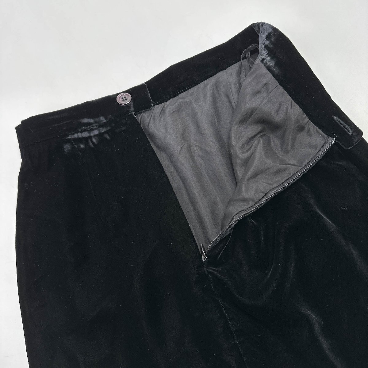 フランス製◆Karl Lagerfeld カールラガーフェルド ベロア タイトスカート 36 / 黒 ブラック レトロ_画像5