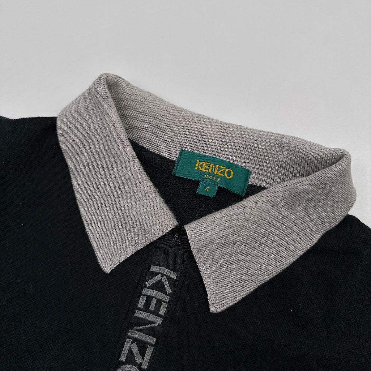 希少!!レア!!◆KENZO GOLF ケンゾー ロゴ入り ハーフジップ 半袖 ポロシャツ サイズ 4 /黒/ブラック/メンズ ゴルフ 日本製 ビンテージ_画像3