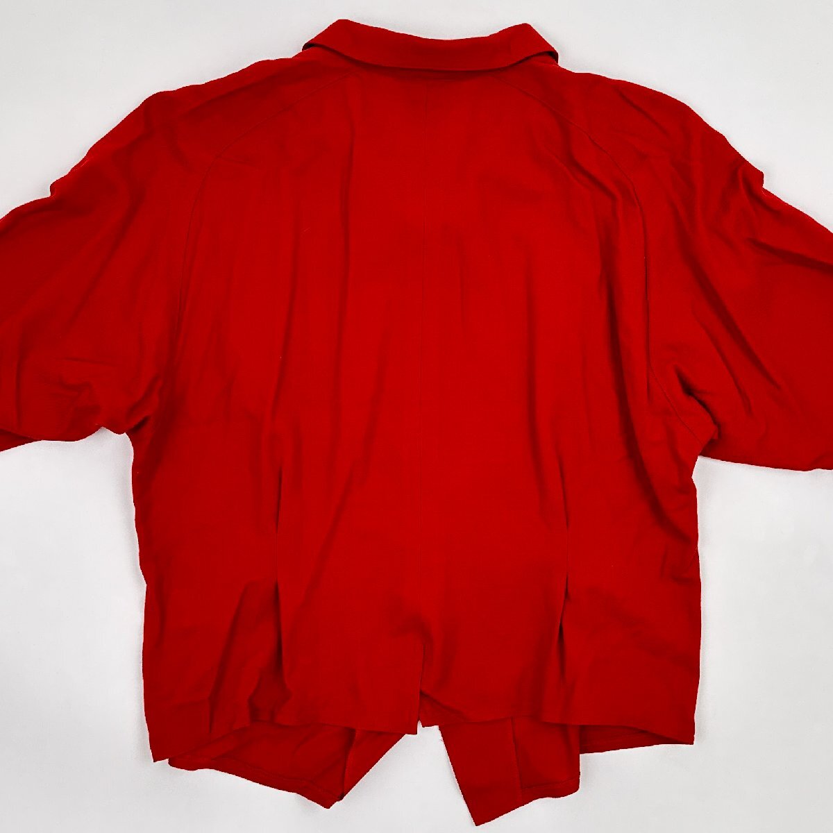 Leilian レリアン ウール タック デザイン ポケット付き シャツ ジャケット サイズ 13＋/大きいサイズ/赤 レッド_画像5