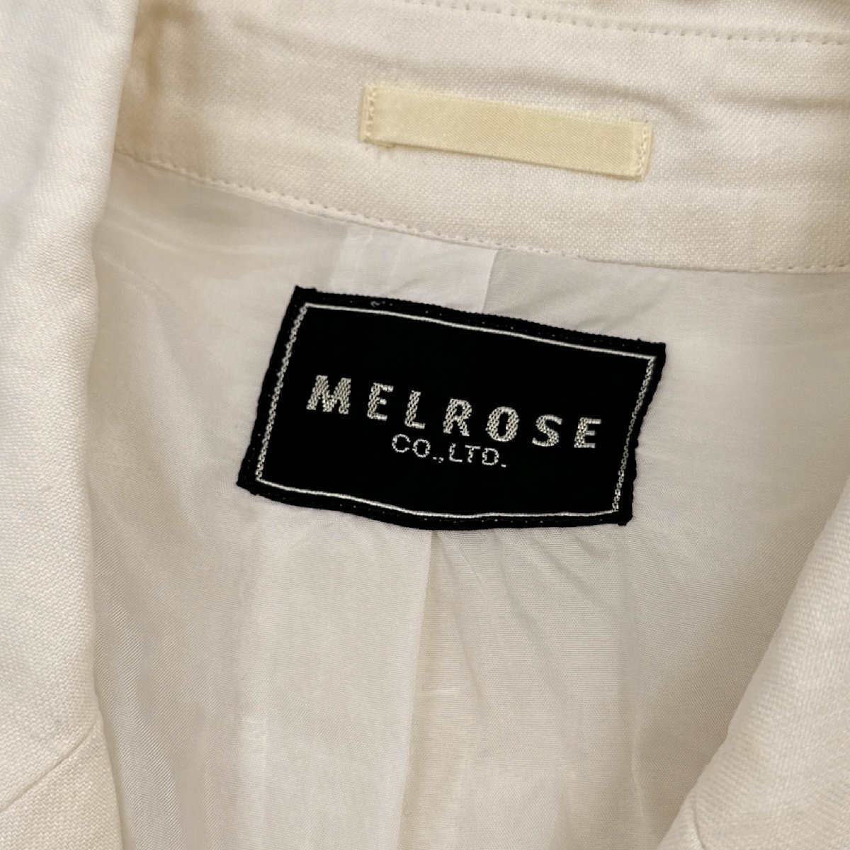 希少!!レア!!ビンテージ◆MELROSE メルローズ 当時物 麻×綿 ロング トレンチコート / アイボリー ベルト付き 国産品_画像6