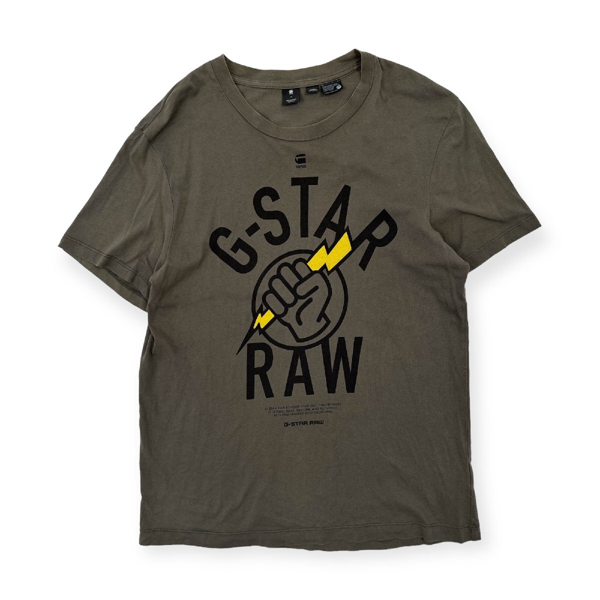 G-STAR RAW ジースター ロウ JUST THE PRODUCT Bigプリント 半袖Tシャツ カットソー 薄手 M /カーキ系/メンズ_画像1