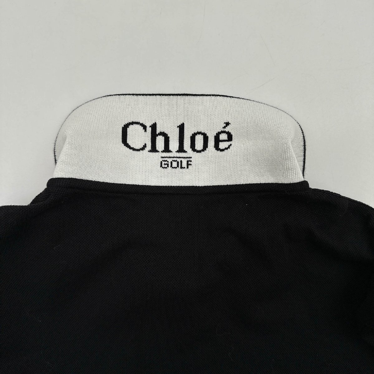 Chloe GOLF クロエ ゴルフ 長袖 コットン ポロシャツ ロゴデザイン Mサイズ/ブラック 黒系/レディース スポーツ_画像7