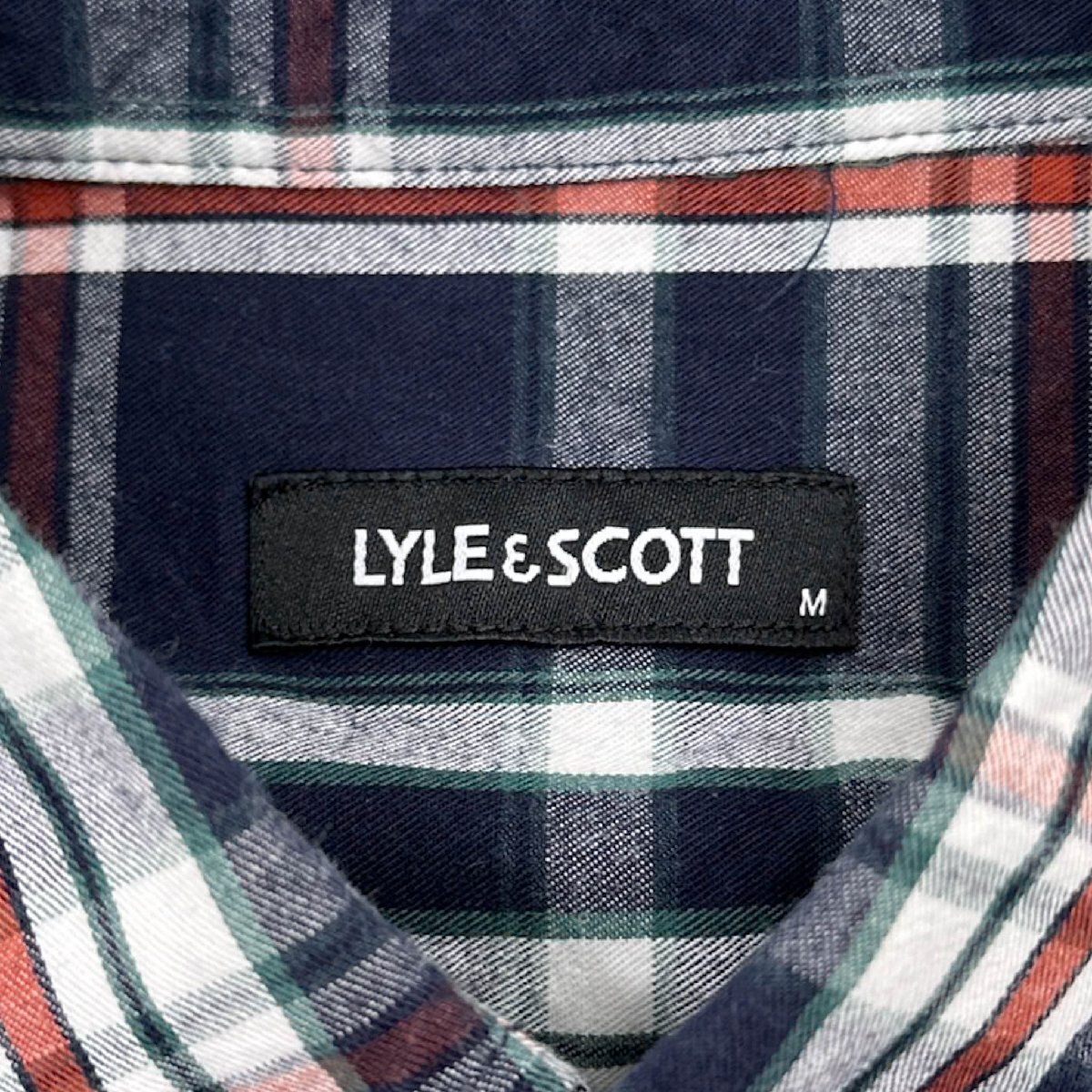 LYLE&SCOTT ライル＆スコット BD ボタンダウン ロゴ刺繍 チェック 長袖 コットン シャツ Mサイズ/メンズ/カジュアル/ゴルフ_画像5