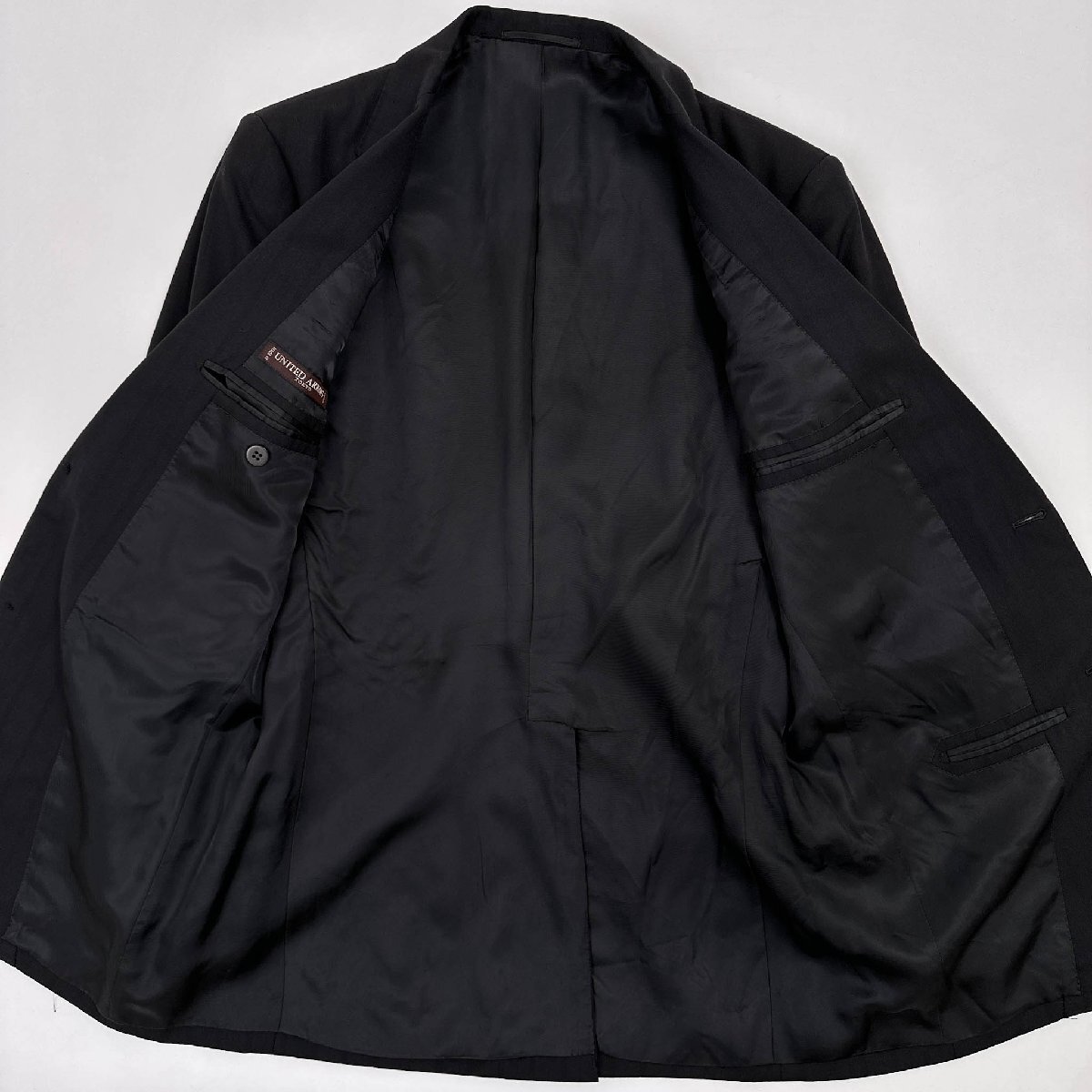 UNITED ARROWS ユナイテッドアローズ シャドーストライプ柄 テーラードジャケット ブレザー 46 /メンズ 黒 ブラック 日本製/重ねボタン_画像5