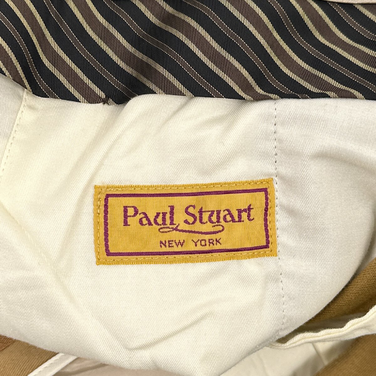 Paul Stuart ポールスチュアート 裾ダブル タック スラックスパンツ チノパン サイズ 88 /キャメル ベージュ系/メンズ/三陽商会/日本製_画像5