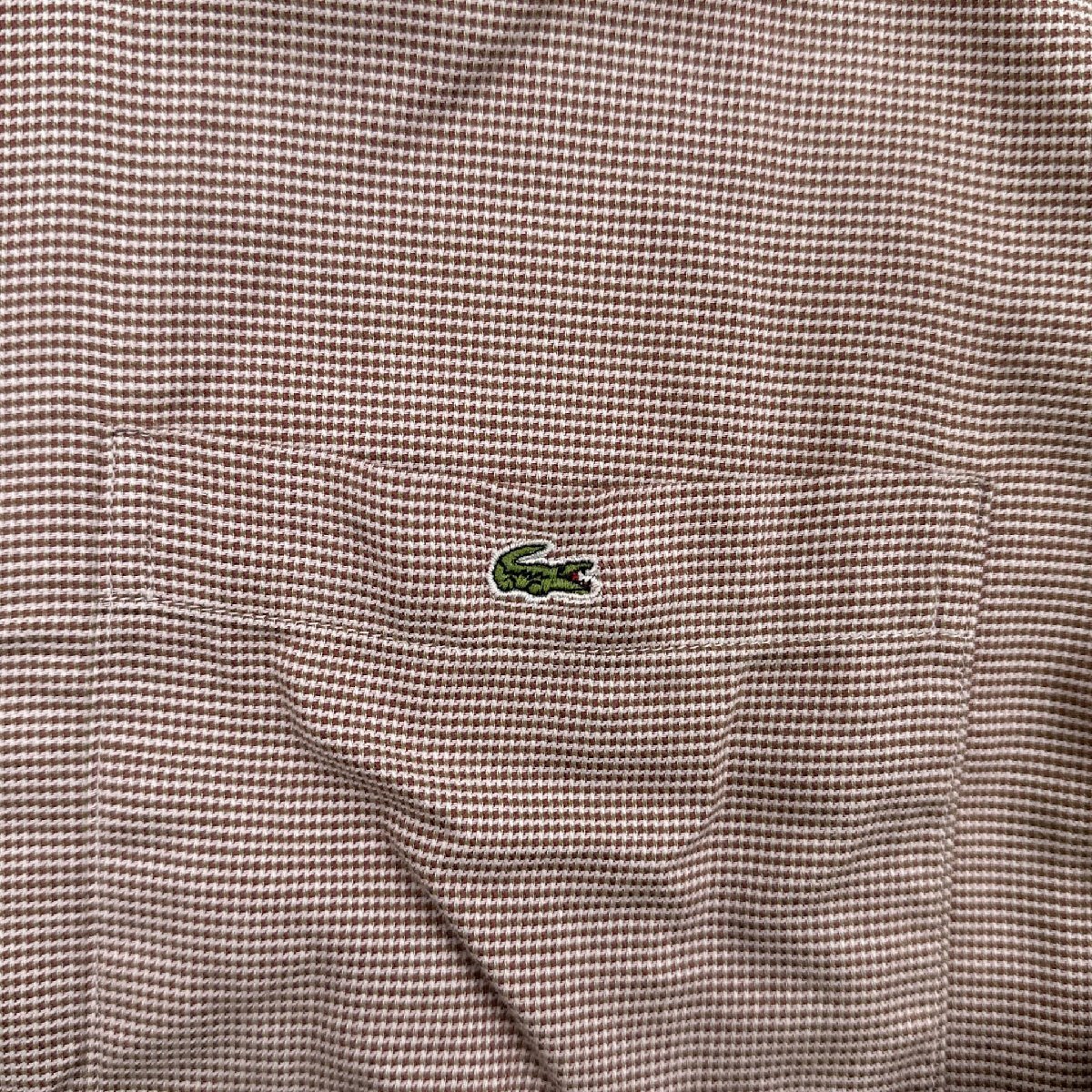 LACOSTE ラコステ 千鳥柄 ワンポイント ワニ刺繍 ポケット BD ボタンダウン コットン 長袖 シャツ サイズ 3 /ファブリカ_画像4