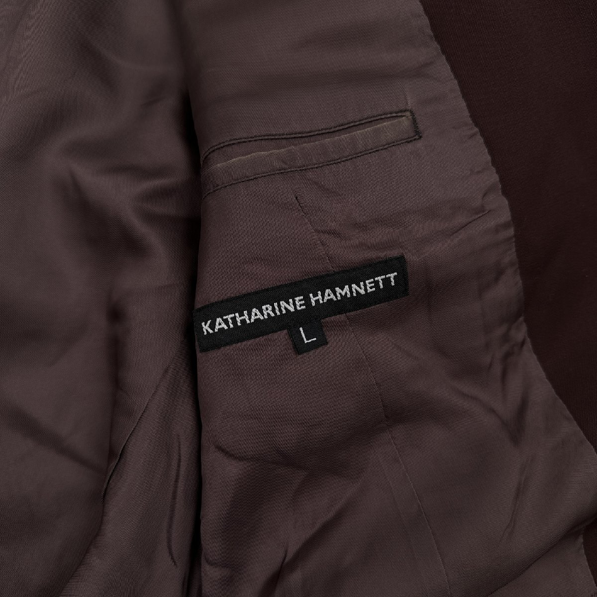 90s Vintage the first period *KATHARINE HAMNETT Katharine Hamnett 3B tailored jacket size L / black tag / red light brown group 