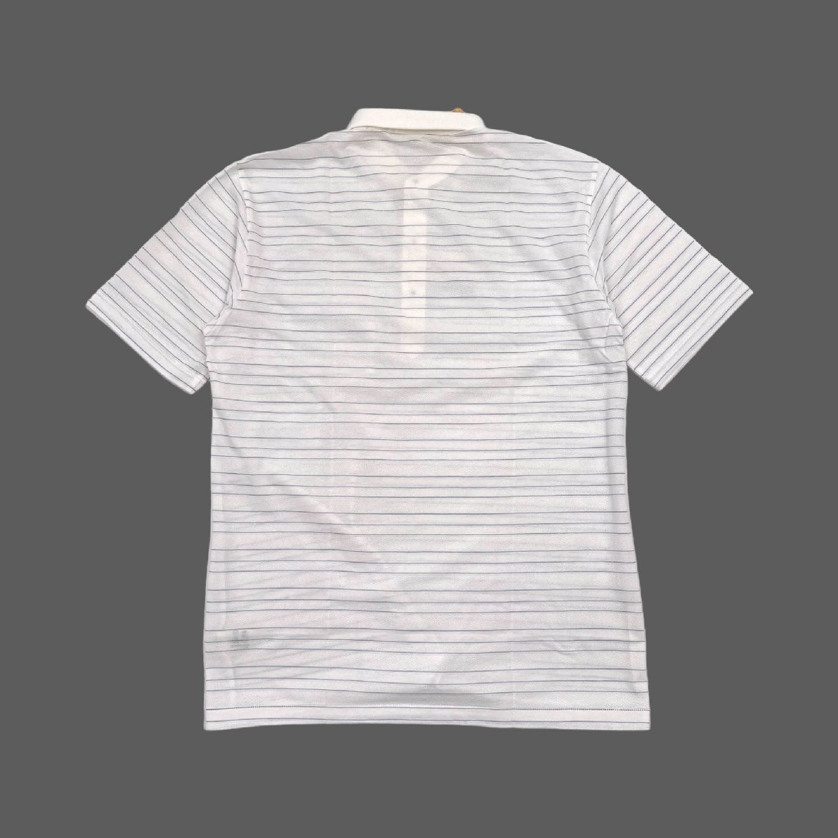  unused!! tag attaching *Munsingwear grandoslam Munsingwear wear border pattern polo-shirt with short sleeves L size / white group white / men's sport Golf 