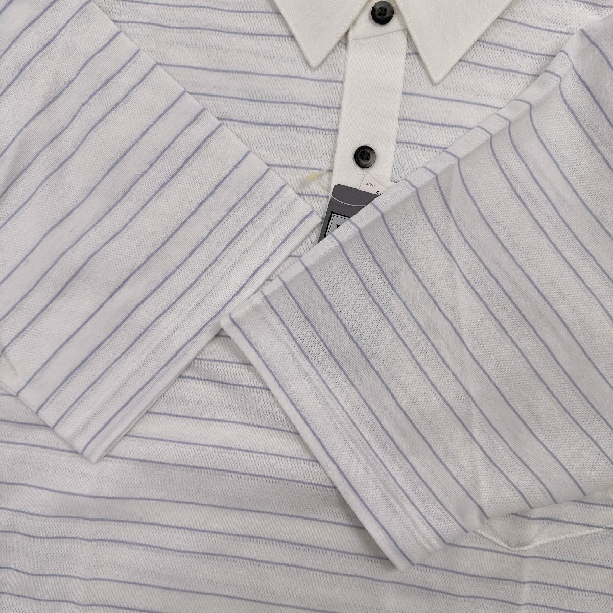  unused!! tag attaching *Munsingwear grandoslam Munsingwear wear border pattern polo-shirt with short sleeves L size / white group white / men's sport Golf 