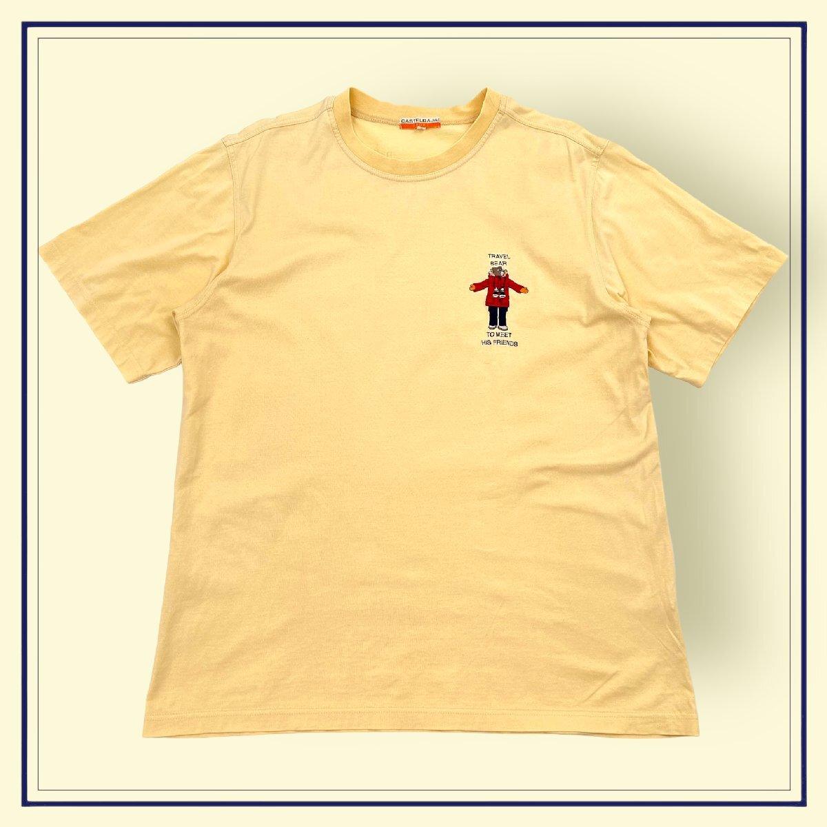 CASTELBAJAC SHIRTS カステルバジャック クマ刺繍 半袖 コットン Tシャツ サイズ 3/イエロー 黄系/メンズ ライカ 日本製_画像1