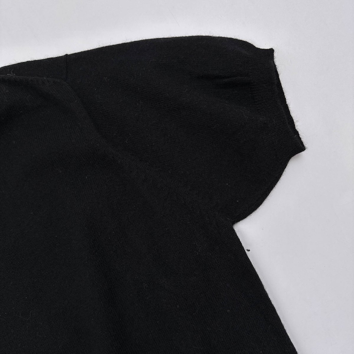 カシミヤ100%◆Sens Du Mai カシミアウール 半袖 ニットセーター M~Lサイズ 程度 / ブラック 黒 レディース_画像6