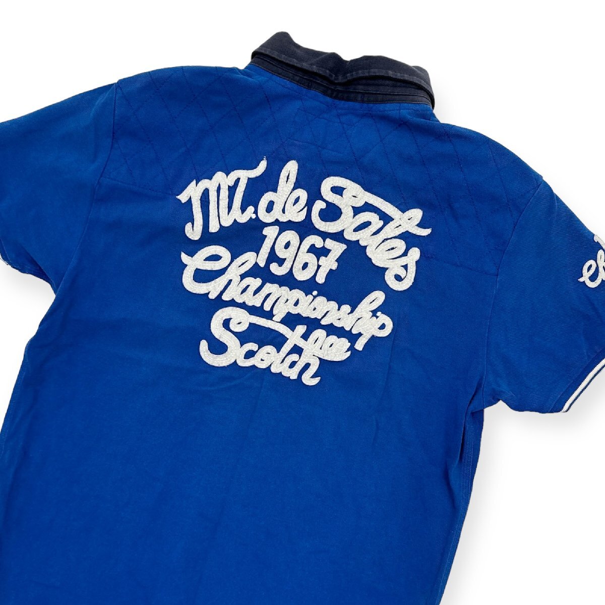 SCOTCH&SODA スコッチ&ソーダ BIGワッペン刺繍付き 半袖 ラガーシャツ サイズ M /青/ブルー/アメカジ_画像1