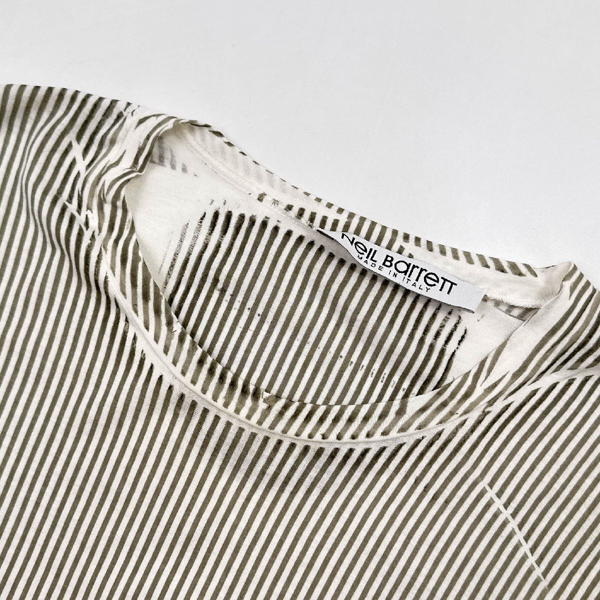 イタリア製◆NEIL BARRETT ニールバレット ストライプ 半袖 Tシャツ カットソー S/薄手/メンズ/サンフレール_画像3