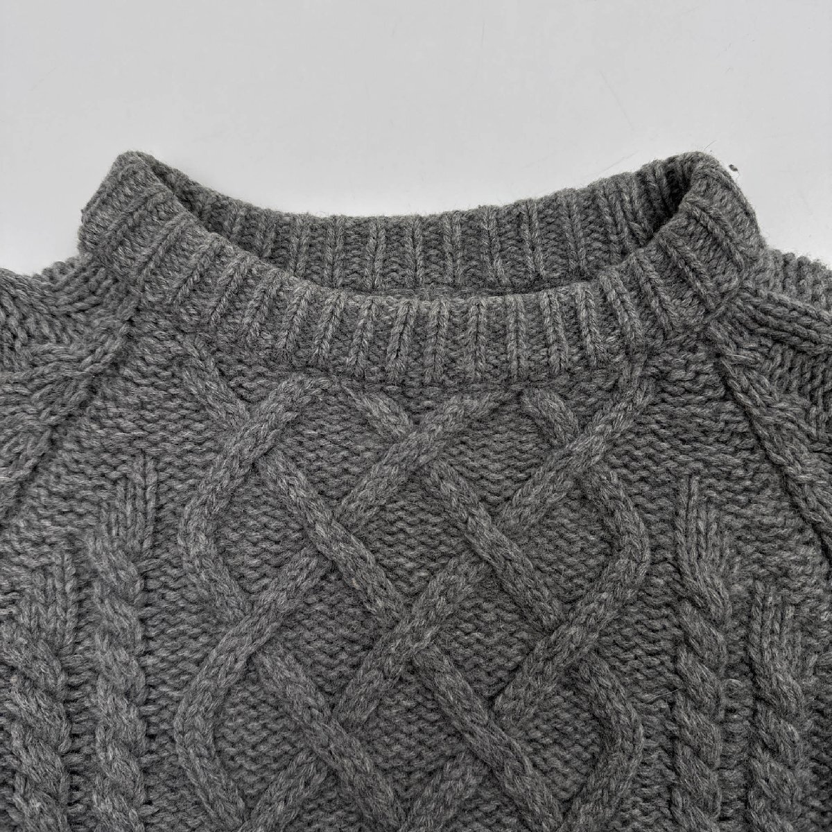  Italy made *FRANKLIN&MARSHALL Frank Lynn & Marshall wool knitted Fisherman sweater XS size / gray / man woman also 