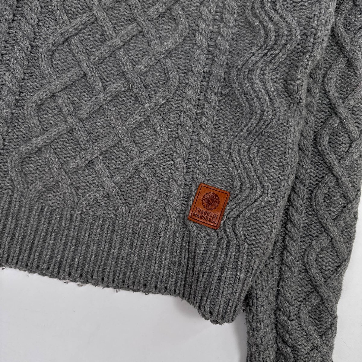  Italy made *FRANKLIN&MARSHALL Frank Lynn & Marshall wool knitted Fisherman sweater XS size / gray / man woman also 