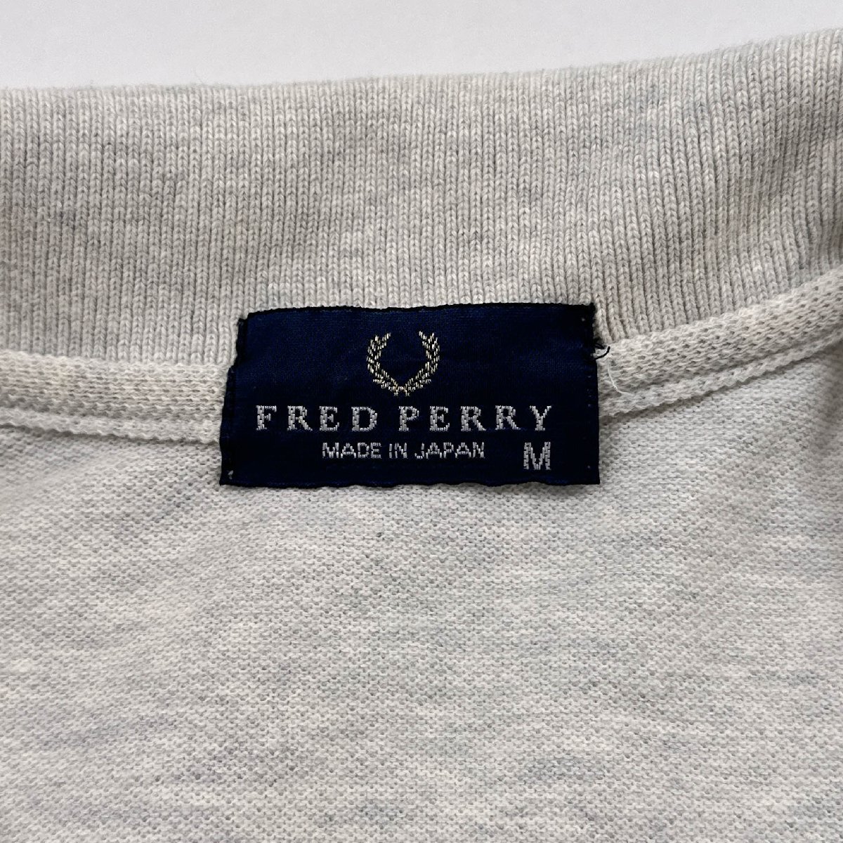 FRED PERRY フレッドペリー ロゴ刺繍 鹿の子 コットン 半袖 ポロシャツ M /霜降りグレー/メンズ/ヒットユニオン/日本製_画像5