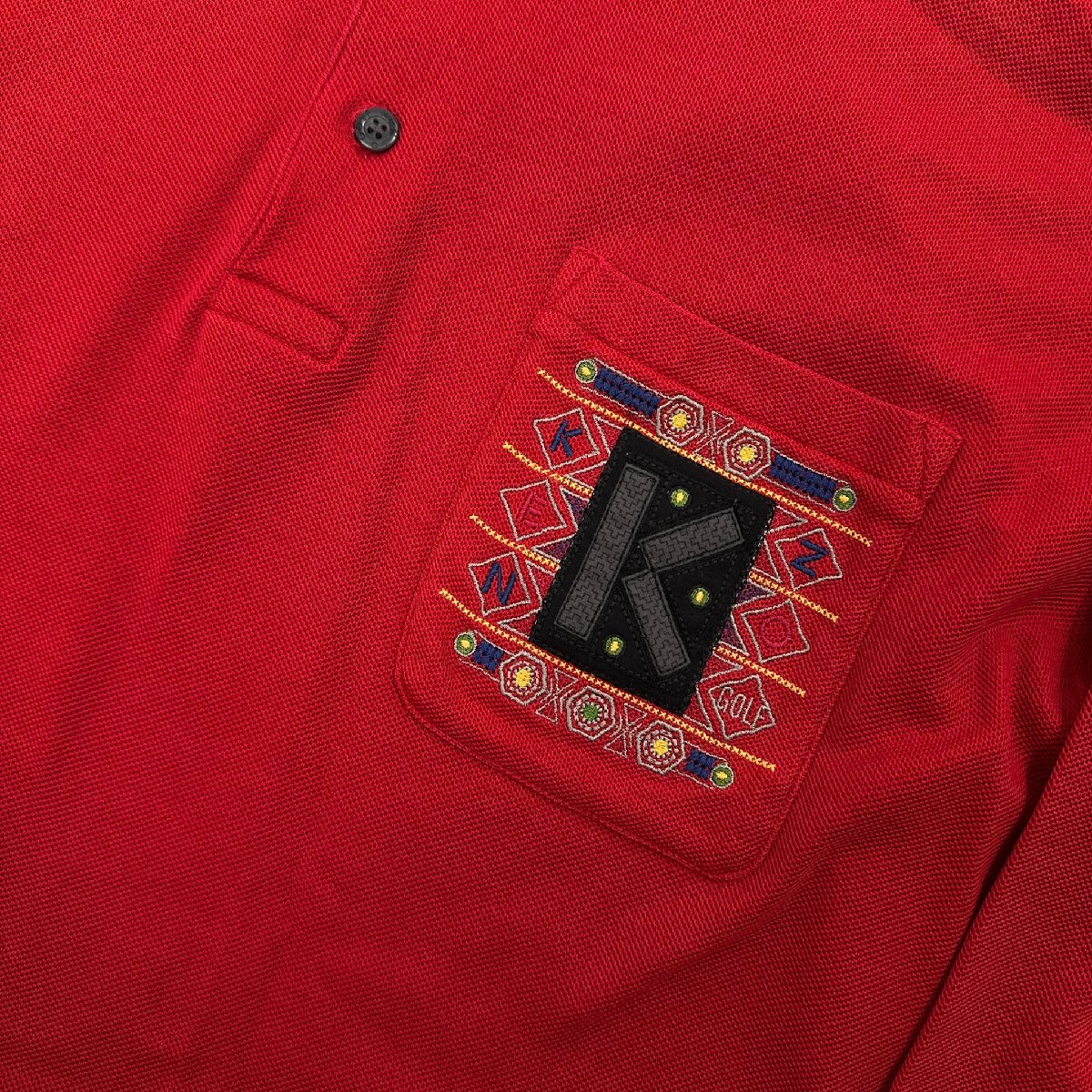 希少!!レア!!ビンテージ!!◆KENZO GOLF ケンゾー 刺繍 長袖 ポロシャツ ポケット付き サイズ 4/赤 レッド系/メンズ ゴルフ 日本製_画像3