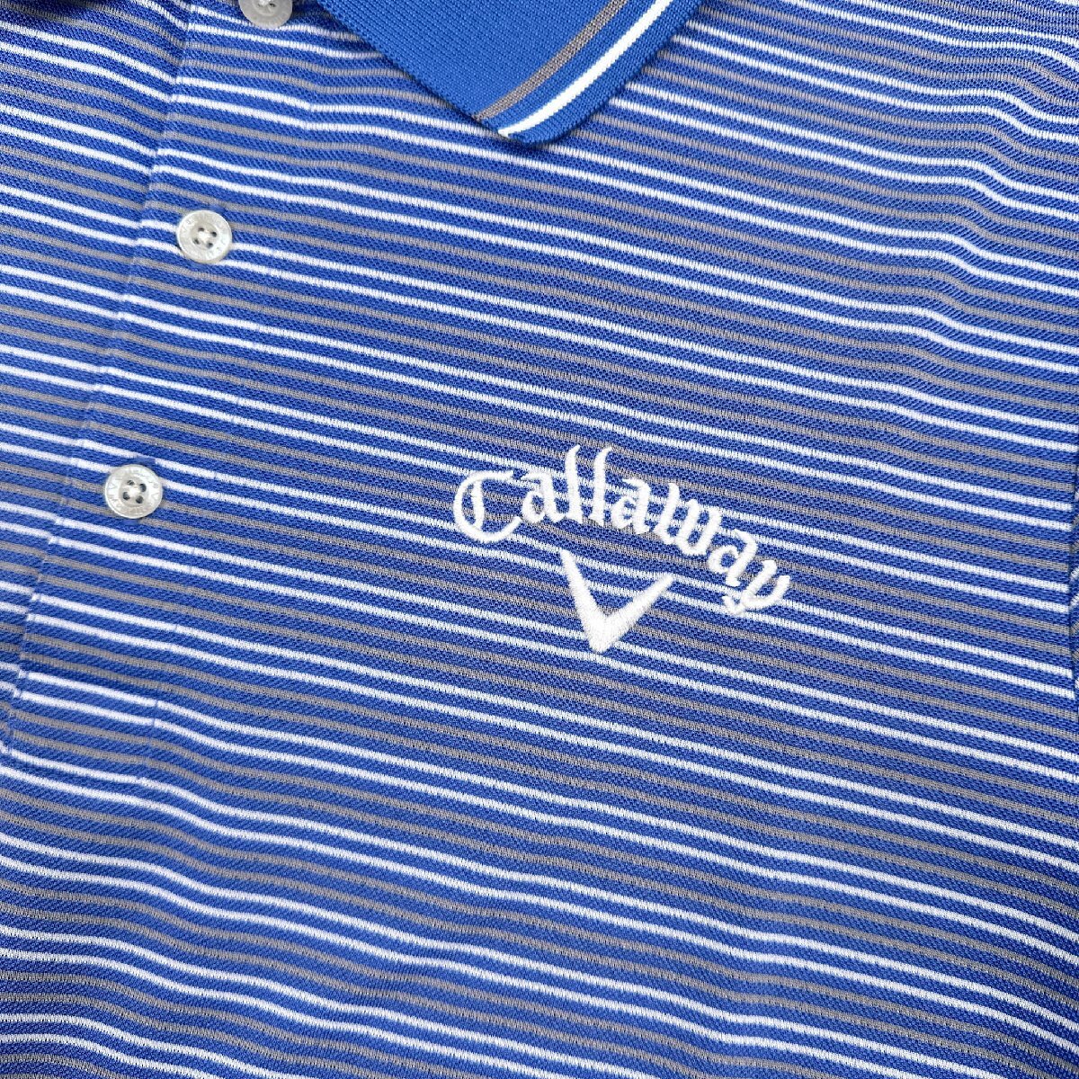 Callaway classic キャロウェイ ボーダー 半袖 ポロシャツ サイズ LL/ブルー 系 メンズ スポーツ ゴルフ 大きいサイズ_画像3