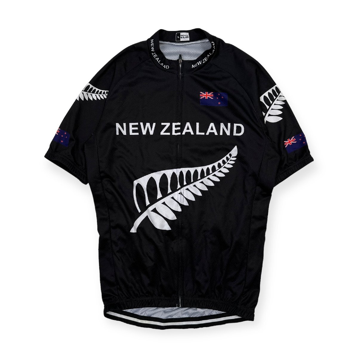 NEW ZEALAND ニュージーランド オールブラックス ジップ サイクリング サイクル 半袖 ジャージ シャツ L /ロードバイク クロスバイク_画像1