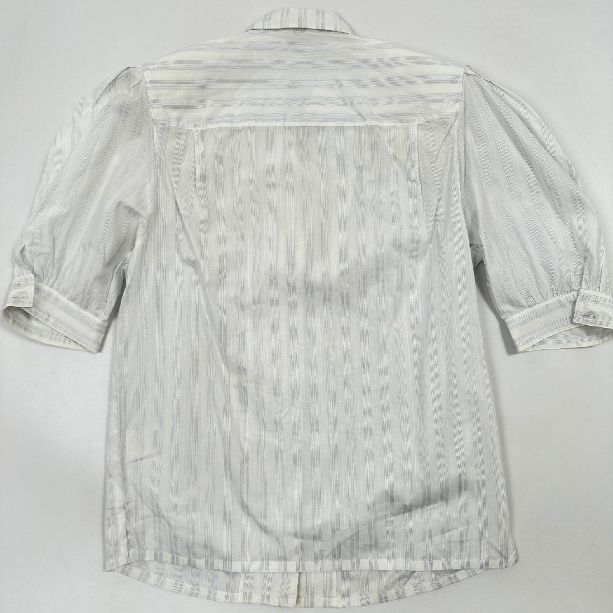 Leilian レリアン ストライプ柄 半袖 シャツ ジャケット ブラウス サイズ 9 /白 ホワイト レディース 国産品 日本製_画像6