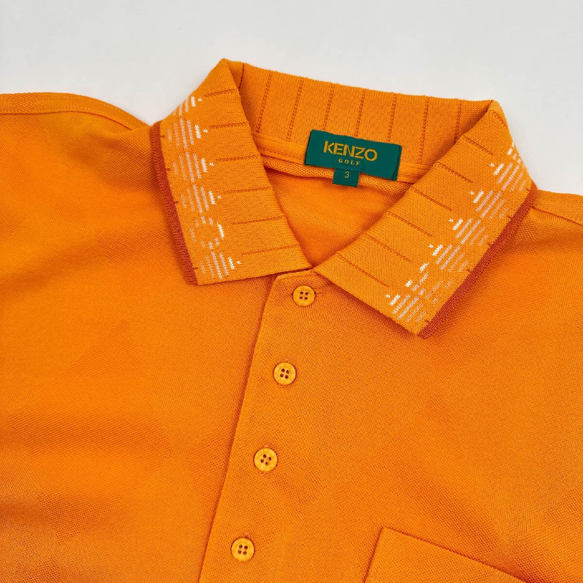 VINTAGE!!◆KENZO GOLF ケンゾー ゴルフ ドライ ポケット付き 半袖 ポロシャツ サイズ 3/メンズ/オレンジ_画像4