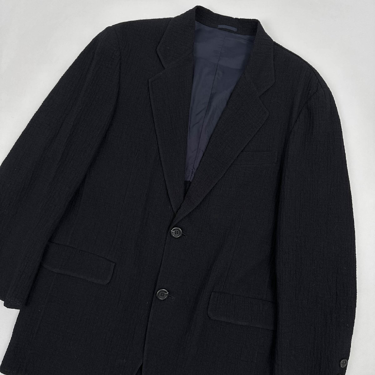 JAEGER LONDON イエーガー シルク混 ウール テーラードジャケット ブレザー サイズ M/薄手/ブラック メンズ 紳士 日本製_画像2