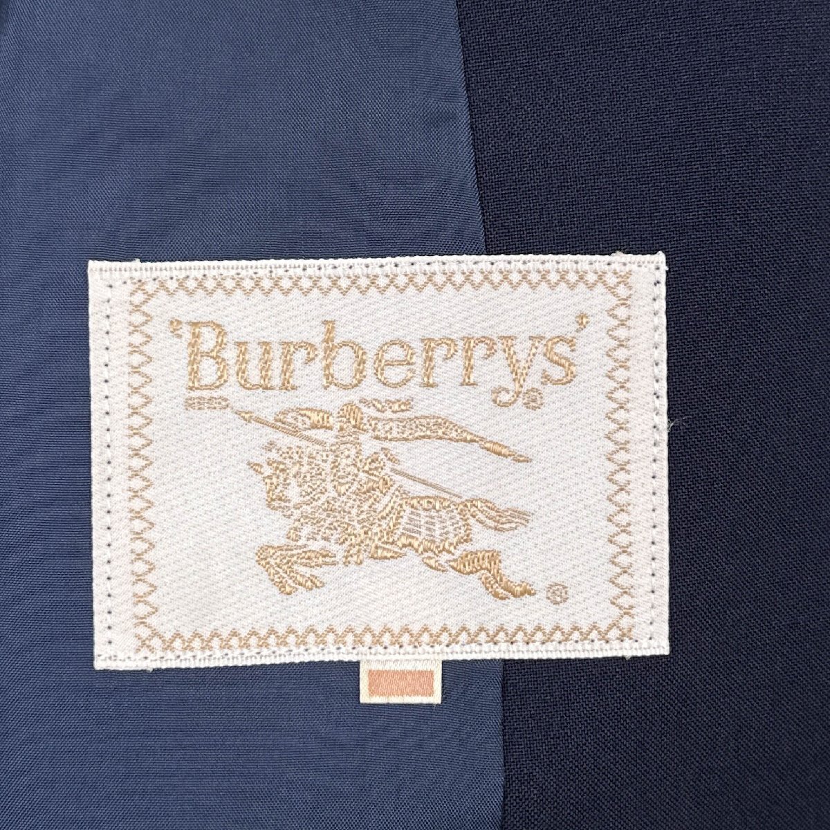 VINTAGE Burberrys バーバリー ウール ダブル テーラードジャケット 背抜き 春夏 白タグ 15BR/ネイビー 濃紺_画像4