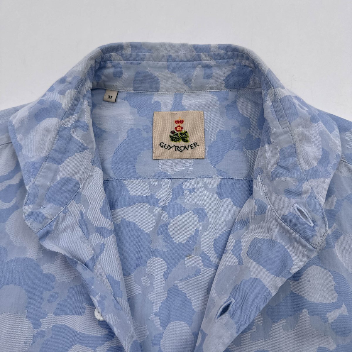 イタリア製 GUY ROVER ギローバー 迷彩 カモフラ 風 長袖シャツ M /ブルー系/メンズ_画像4