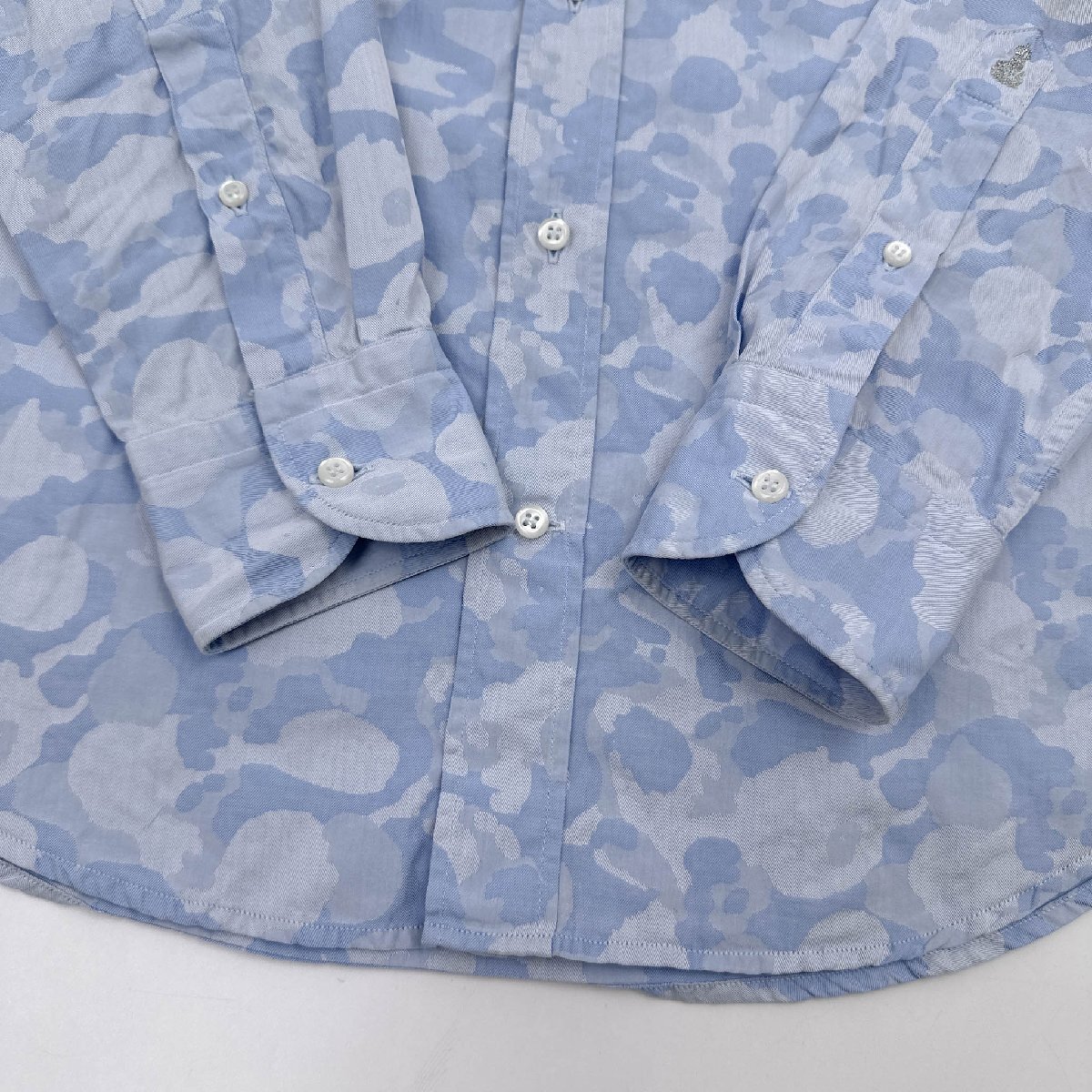 イタリア製 GUY ROVER ギローバー 迷彩 カモフラ 風 長袖シャツ M /ブルー系/メンズ_画像7