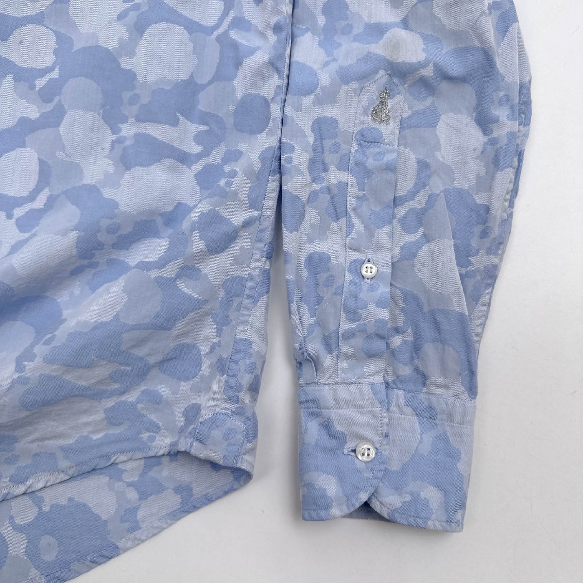 イタリア製 GUY ROVER ギローバー 迷彩 カモフラ 風 長袖シャツ M /ブルー系/メンズ_画像6
