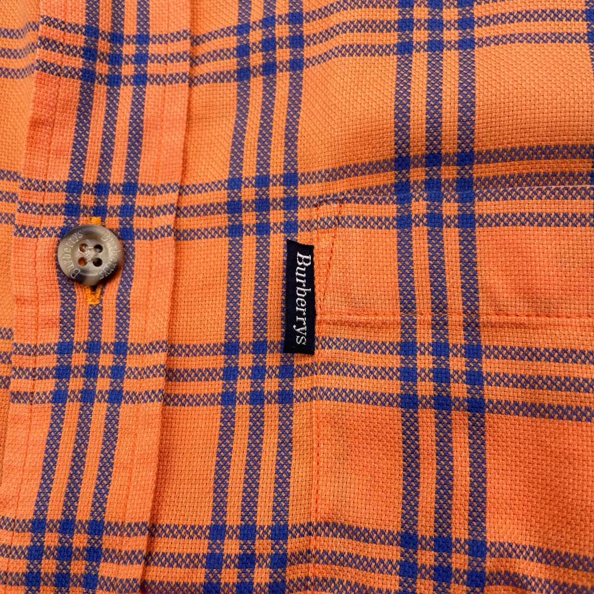 90s VINTAGE Burberry Burberry check pattern BD short sleeves shirt size L orange burberrys