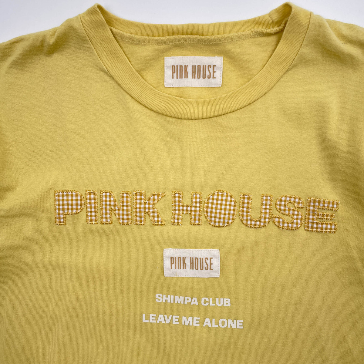 PINK HOUSE ピンクハウス ギンガムチェック BIGロゴ 半袖 Tシャツ カットソー サイズ M_画像2