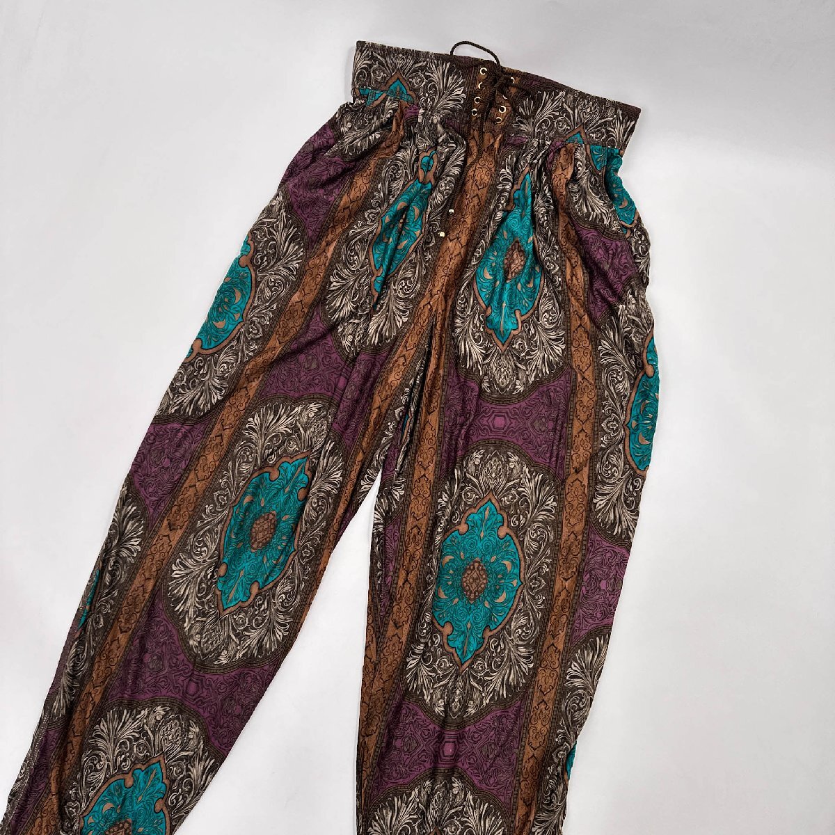  Italiya ita задний высокий талия общий рисунок Asian плетеный вверх легкий брюки низ Thai брюки тонкий нейлон 13/ женский 